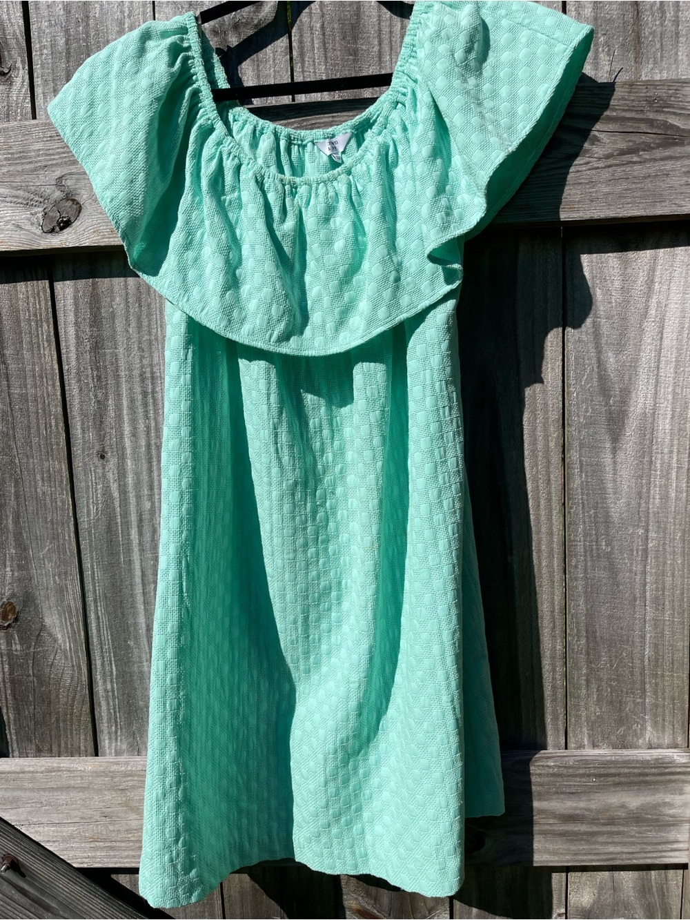 crown & ivy Mint Ruffle neckline Textured Mini Dress Sz L